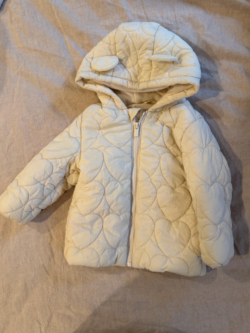 Old Navy Cream Quilted Baby Jacket with Fleece Lining 18-24M